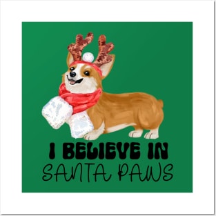 Santa Paws Corgi Shirt Dog Santa Posters and Art